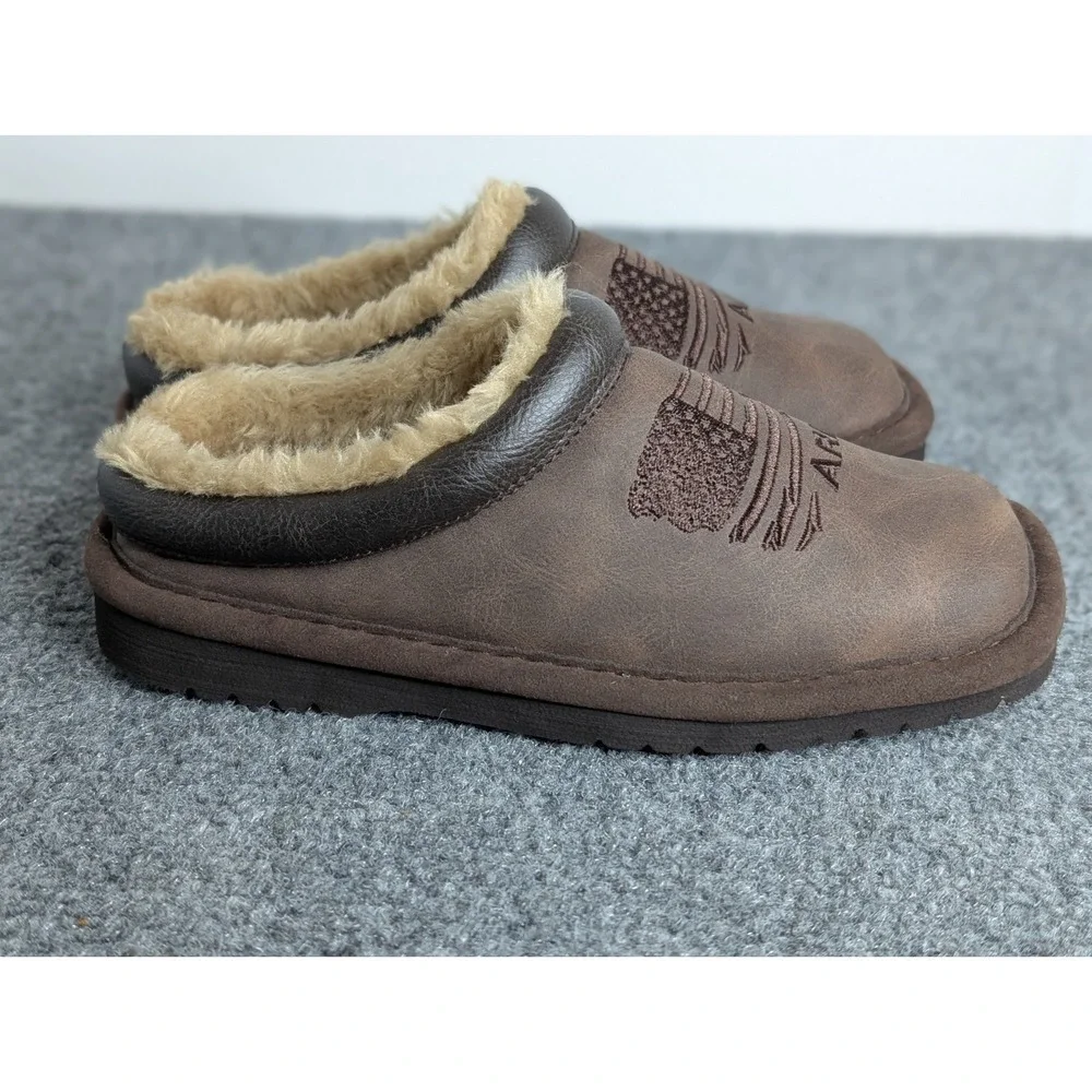 Ariat Patriot Square Toe House Slippers Boys Size Small (12-13)‎ Brown Leather